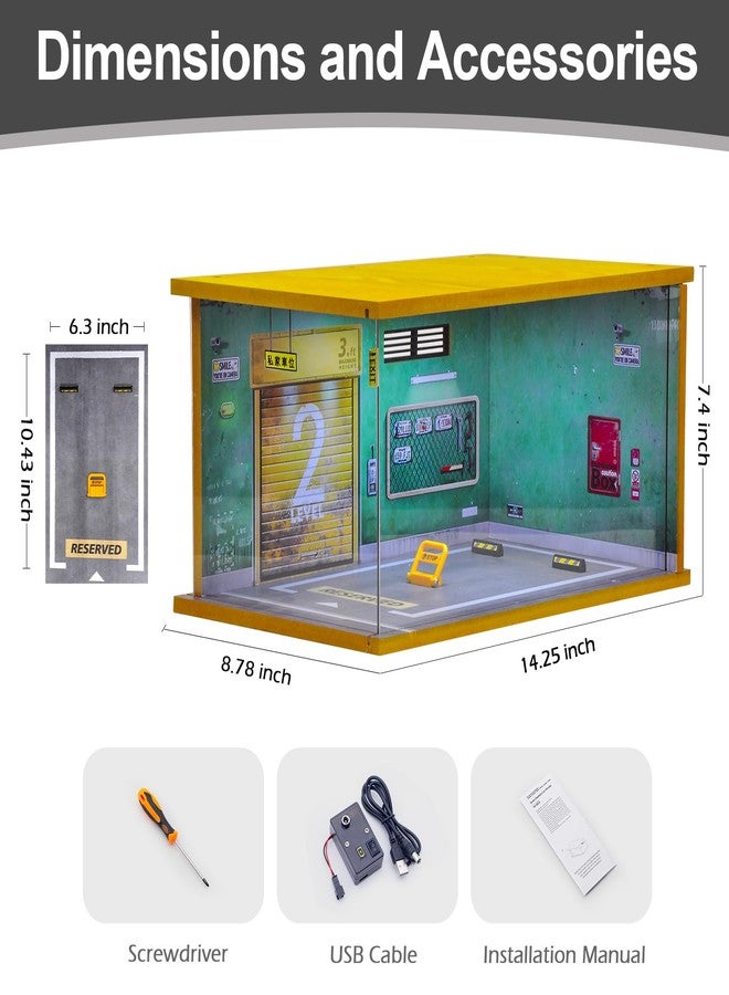 صندوق عرض سيارات بمقياس 1/18، نموذج مصغر لمرآب سيارات، مزود بإضاءة LED وغطاء أكريليك، مصنوع من الخشب المصبوب، يتسع لموقف سيارة واحد، لون أخضر. - Image 2